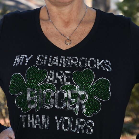 St. Patrick's rhinestone black long sleeve shirt XS S M L XL XXL 1X 2X 3… - Picture 2 of 7